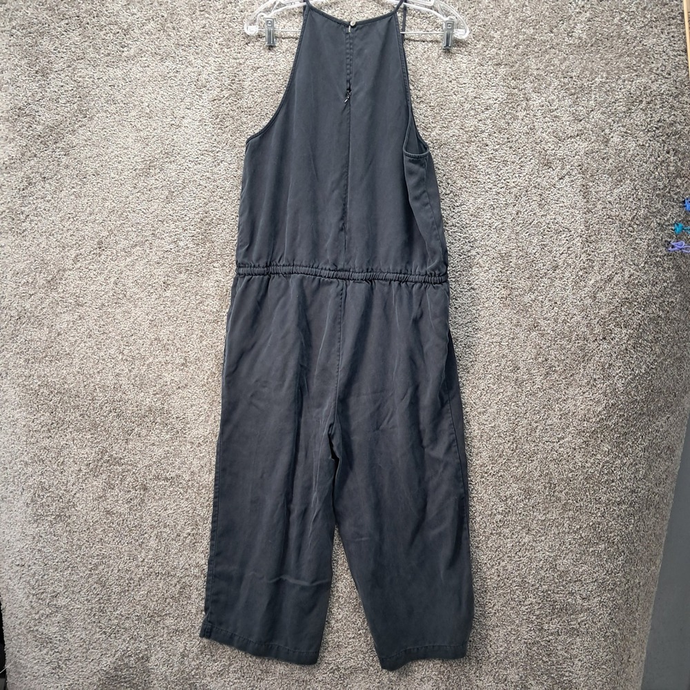 Daily Ritual Womens Black Halter Pleated Neck Wide Leg Cropped Jumpsuit Size 14 - Picture 4 of 12